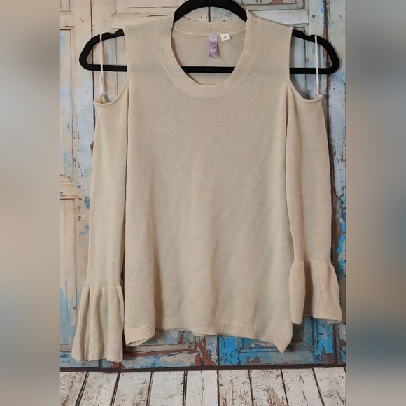 Alya Sweaters - Alya Large Cold Shoulder Long Flaired Sleeve Sweater